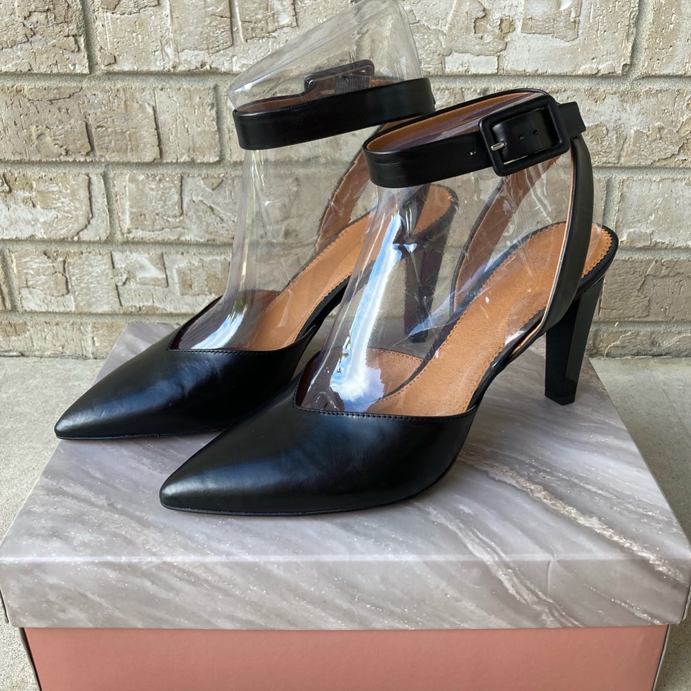 Sarto Franco A-Santi Ankle Strap Heel Leather Pointed Toy Shoes Size 8.5 NWB 🌸